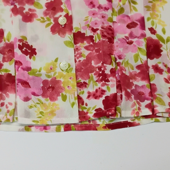 Emma James Two-piece Blouse Sz 8P Pink Floral Pleated Button Down F-4 - Picture 5 of 16